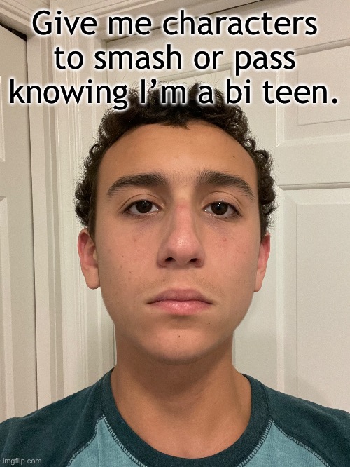 Give me characters to smash or pass knowing I’m a bi teen. | made w/ Imgflip meme maker