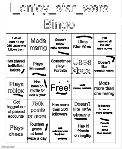 Bored | image tagged in i_enjoy_star_wars imgflip bingo,memes,funny,bingo | made w/ Imgflip meme maker