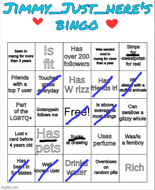 i dont simp for dbuchy /hj | image tagged in jimmy_just_here's bingo | made w/ Imgflip meme maker