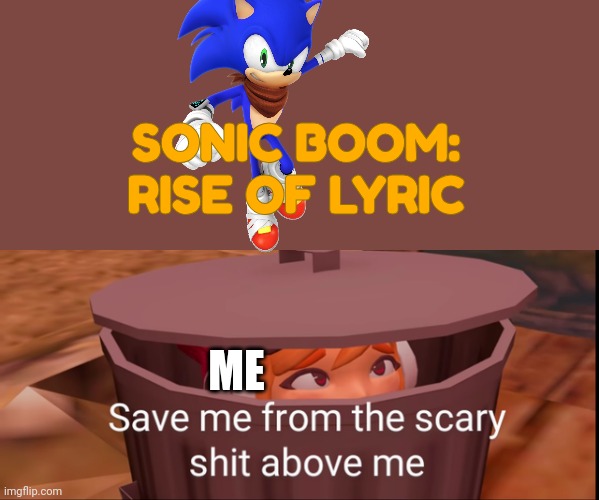 Anyone else? | SONIC BOOM:
RISE OF LYRIC; ME | image tagged in meggy dustbin | made w/ Imgflip meme maker