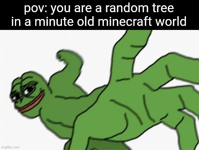 pepe punch | pov: you are a random tree in a minute old minecraft world | image tagged in pepe punch | made w/ Imgflip meme maker