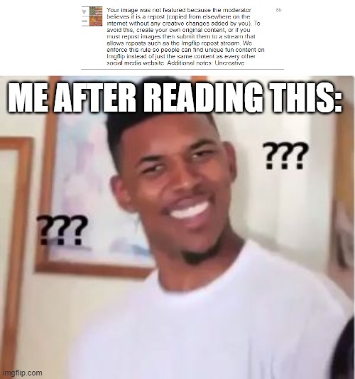 "Uncreative" | ME AFTER READING THIS: | image tagged in nick young | made w/ Imgflip meme maker