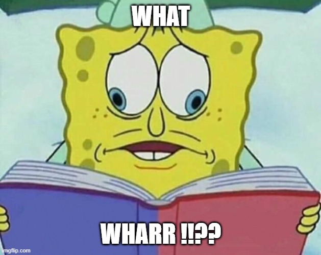 SpongeBob eye split | WHAT WHARR !!?? | image tagged in spongebob eye split | made w/ Imgflip meme maker