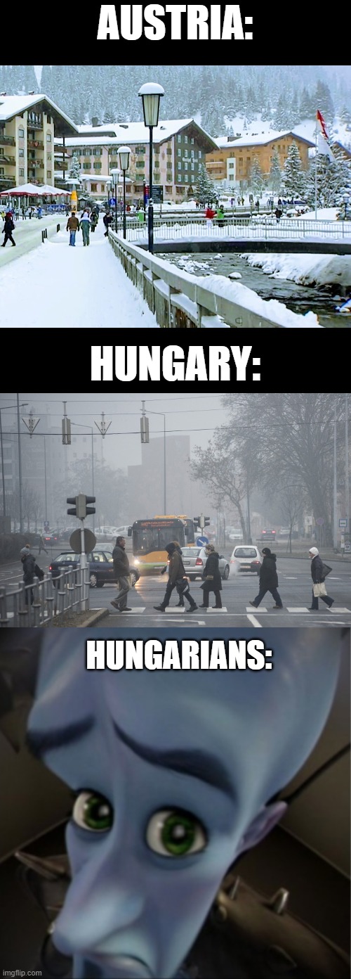 I guess White Christmas has been cancelled... AGAIN.. =( | AUSTRIA:; HUNGARY:; HUNGARIANS: | image tagged in megamind peeking,snow | made w/ Imgflip meme maker