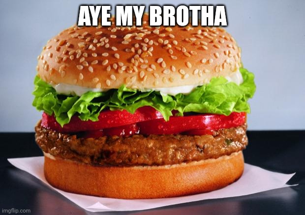 veggie burger no heart disease | AYE MY BROTHA | image tagged in veggie burger no heart disease | made w/ Imgflip meme maker