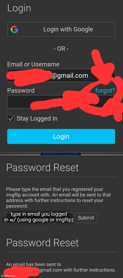 how to reset ur password (for TBMR) | type in email you logged in w/ (using google or imgflip) | made w/ Imgflip meme maker
