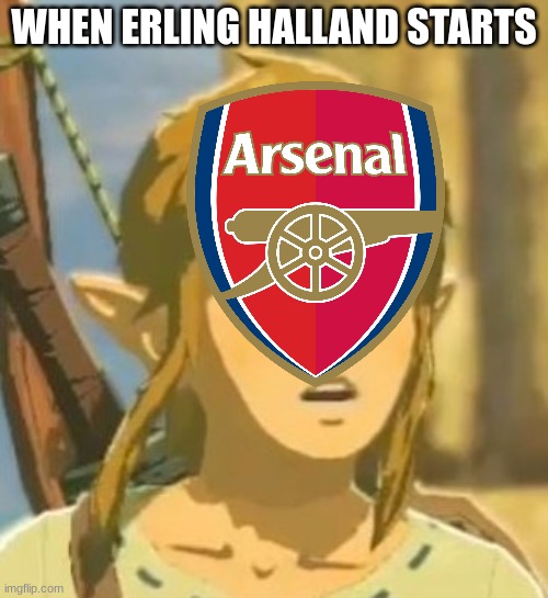 Offended Link | WHEN ERLING HALLAND STARTS | image tagged in offended link | made w/ Imgflip meme maker