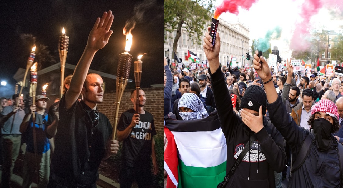 High Quality neo-nazi and pro-palestinian marchers Blank Meme Template