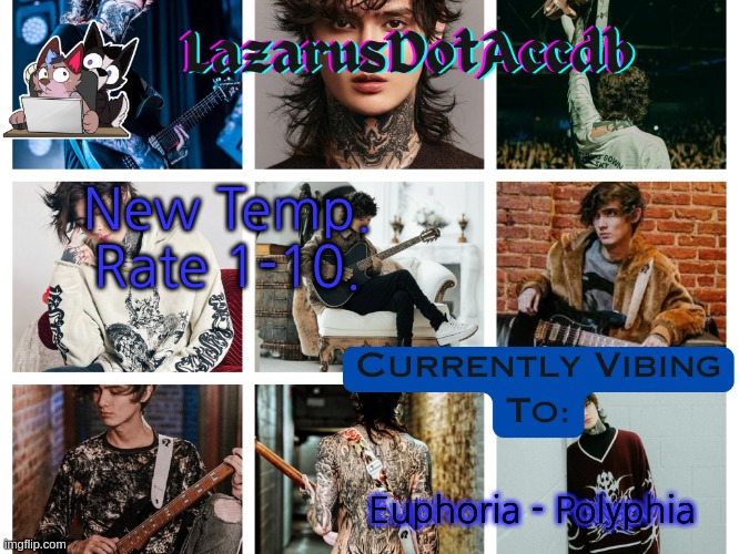 Tim Henson template | New Temp. Rate 1-10. Euphoria - Polyphia | image tagged in tim henson template | made w/ Imgflip meme maker