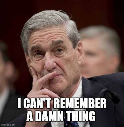 Special Council Robert Mueller | I CAN'T REMEMBER A DAMN THING | image tagged in special council robert mueller | made w/ Imgflip meme maker