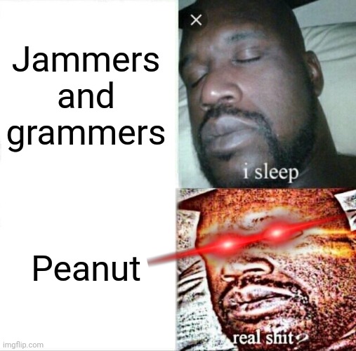 Have some peanut ? | Jammers and grammers; Peanut | image tagged in memes,sleeping shaq | made w/ Imgflip meme maker