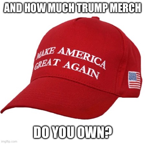 MAGA HAT | AND HOW MUCH TRUMP MERCH DO YOU OWN? | image tagged in maga hat | made w/ Imgflip meme maker