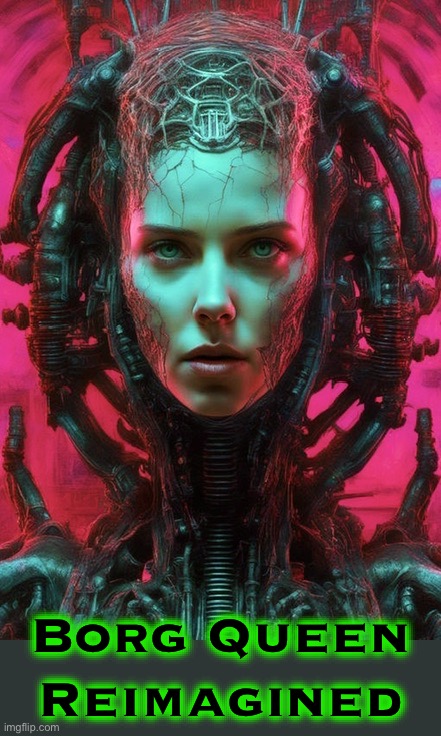 Borg | Borg Queen
Reimagined | image tagged in the borg,queen,star trek,memes,reimagined,cyborg | made w/ Imgflip meme maker