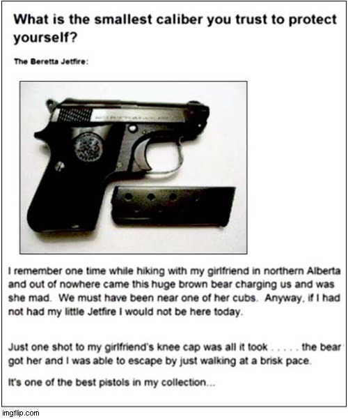A Heartwarming Story Of Survival ! | image tagged in guns,bear,survival,sacrifice,dark humour | made w/ Imgflip meme maker
