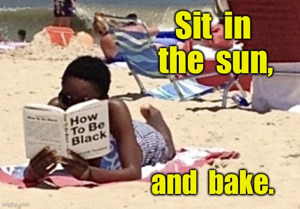 Black | Sit  in  the  sun, and  bake. | image tagged in how to be black,sit in sun,and bake,meme | made w/ Imgflip meme maker