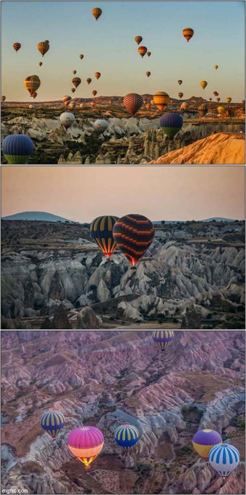 Ballooning Over Cappadacia Turkey | image tagged in balloons,turkey | made w/ Imgflip meme maker