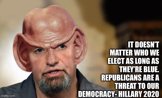 Fetteringi | IT DOESN’T MATTER WHO WE ELECT AS LONG AS THEY’RE BLUE.
REPUBLICANS ARE A THREAT TO OUR
DEMOCRACY- HILLARY 2020 | image tagged in fetteringei,funny,memes | made w/ Imgflip meme maker