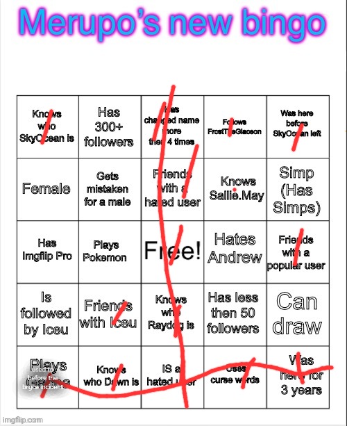 used to before the bryce incident | image tagged in merupo s new bingo | made w/ Imgflip meme maker
