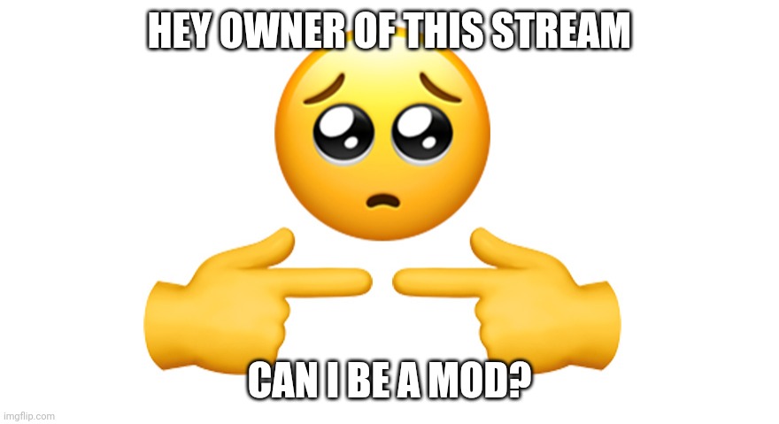 Shy emoji | HEY OWNER OF THIS STREAM; CAN I BE A MOD? | image tagged in shy emoji | made w/ Imgflip meme maker