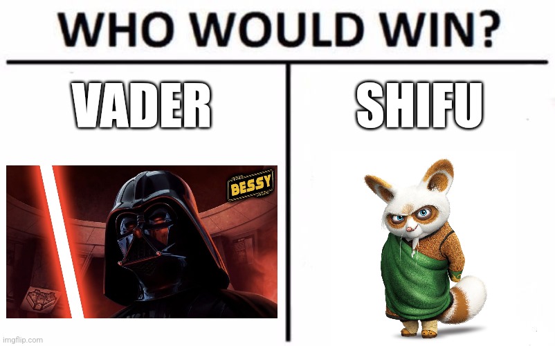 Vader vs Shifu | VADER; SHIFU | image tagged in memes,who would win,star wars,kung fu panda,jpfan102504 | made w/ Imgflip meme maker