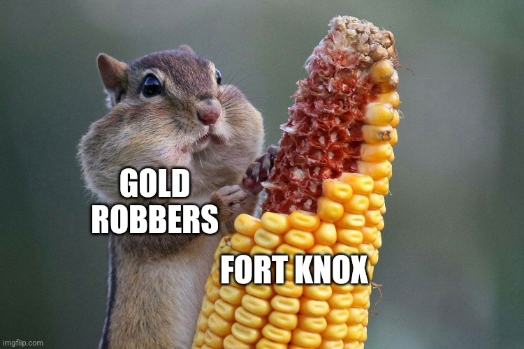 It's time to rob fort Knox, lol | GOLD ROBBERS; FORT KNOX | image tagged in chipmunk feast,heist,gold | made w/ Imgflip meme maker