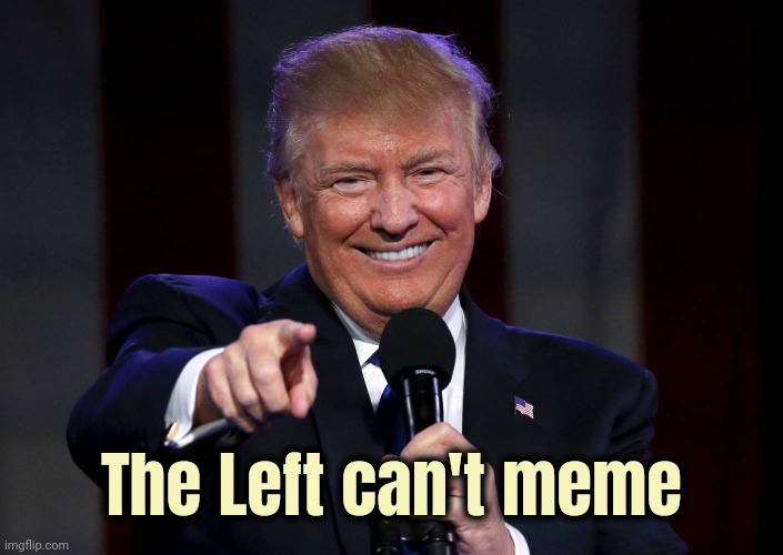 Trump laughing at haters | The Left can't meme | image tagged in trump laughing at haters | made w/ Imgflip meme maker