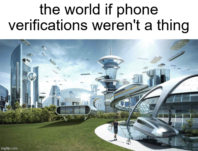 i don't have a phone | the world if phone verifications weren't a thing | image tagged in the future world if | made w/ Imgflip meme maker