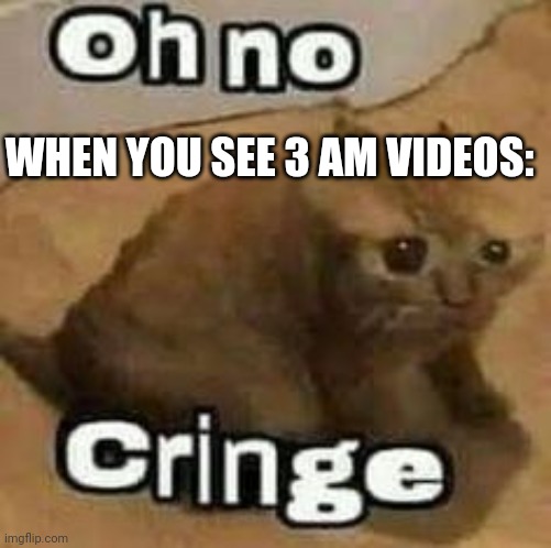 oH nO cRInGe | WHEN YOU SEE 3 AM VIDEOS: | image tagged in oh no cringe,3 am | made w/ Imgflip meme maker