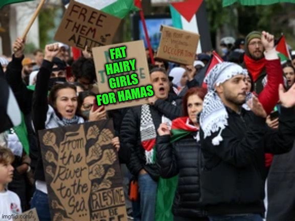 Yep | FAT HAIRY GIRLS FOR HAMAS | image tagged in democrats | made w/ Imgflip meme maker