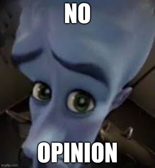 no opinion | NO; OPINION | image tagged in megamind | made w/ Imgflip meme maker