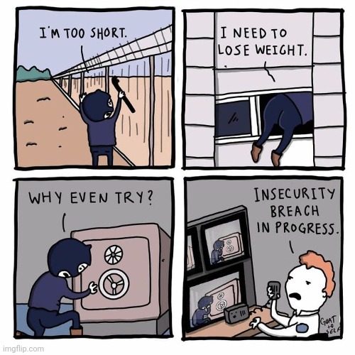 Insecurity breach | image tagged in robbery,insecurity breach,insecure,security,comics,comics/cartoons | made w/ Imgflip meme maker