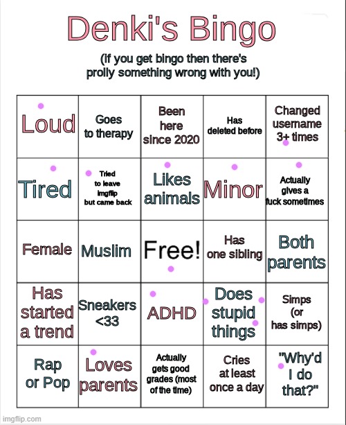 my cat is throwing up in the other room | image tagged in denki's bingo | made w/ Imgflip meme maker