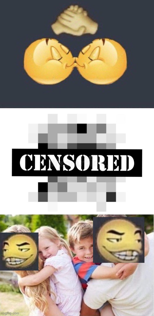 image tagged in emoji kiss,censored,happy white family | made w/ Imgflip meme maker