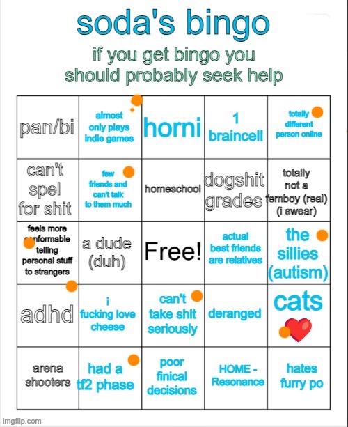 image tagged in soda's bingo | made w/ Imgflip meme maker