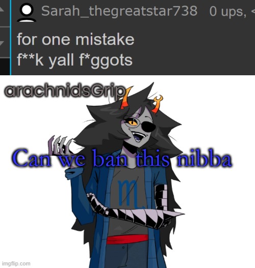 Can we ban this nibba | image tagged in ag announcement temp | made w/ Imgflip meme maker