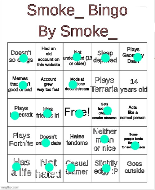 How did I not get bingo :| | image tagged in smoke_ bingo,dragonz,rake | made w/ Imgflip meme maker