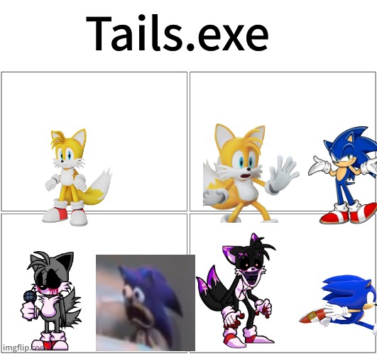 Blank Comic Panel 2x2 | Tails.exe | image tagged in memes,blank comic panel 2x2 | made w/ Imgflip meme maker