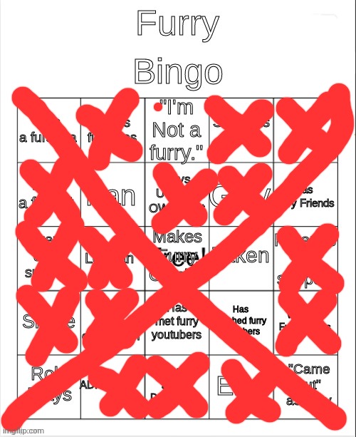 Furry Bingo | image tagged in furry bingo | made w/ Imgflip meme maker