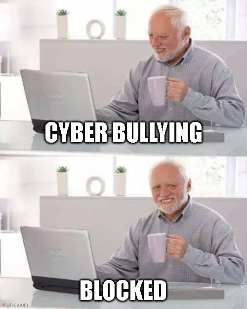 Hide the Pain Harold | CYBER BULLYING; BLOCKED | image tagged in memes,hide the pain harold | made w/ Imgflip meme maker
