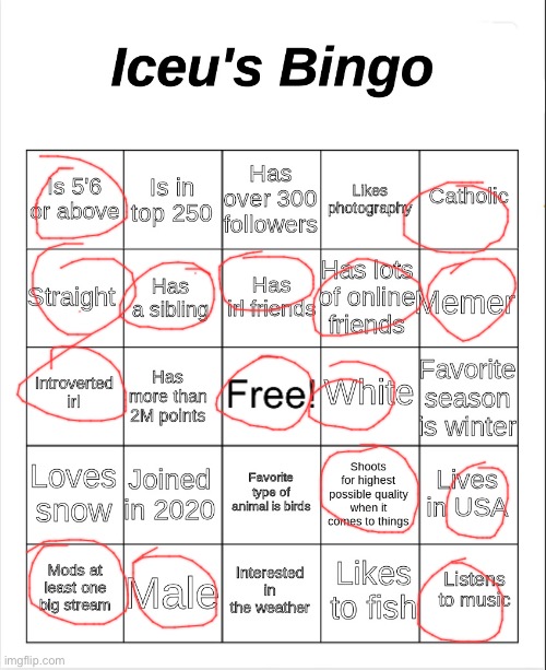 i like Summer and Autumn | image tagged in iceu's bingo | made w/ Imgflip meme maker