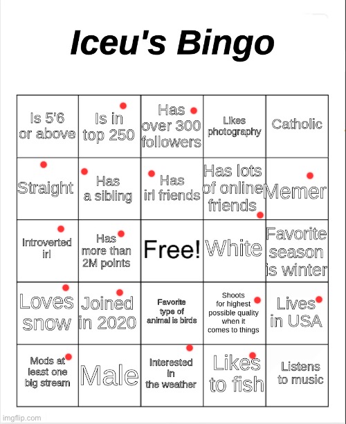 idk if i’m still on the top 250 list or not | image tagged in iceu's bingo | made w/ Imgflip meme maker