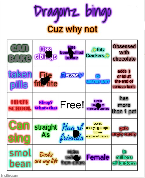yeah we do some brawling at my school | image tagged in dragonz bingo | made w/ Imgflip meme maker