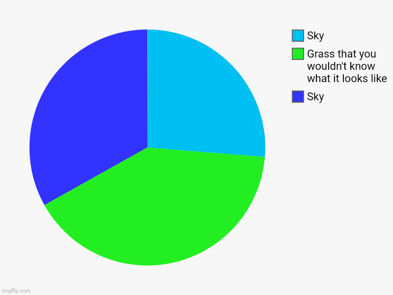Sky, Grass that you wouldn't know what it looks like, Sky | image tagged in charts,pie charts | made w/ Imgflip chart maker