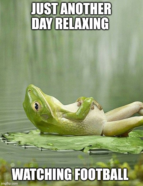Watching Football | JUST ANOTHER DAY RELAXING; WATCHING FOOTBALL | image tagged in lazy day,funny memes | made w/ Imgflip meme maker