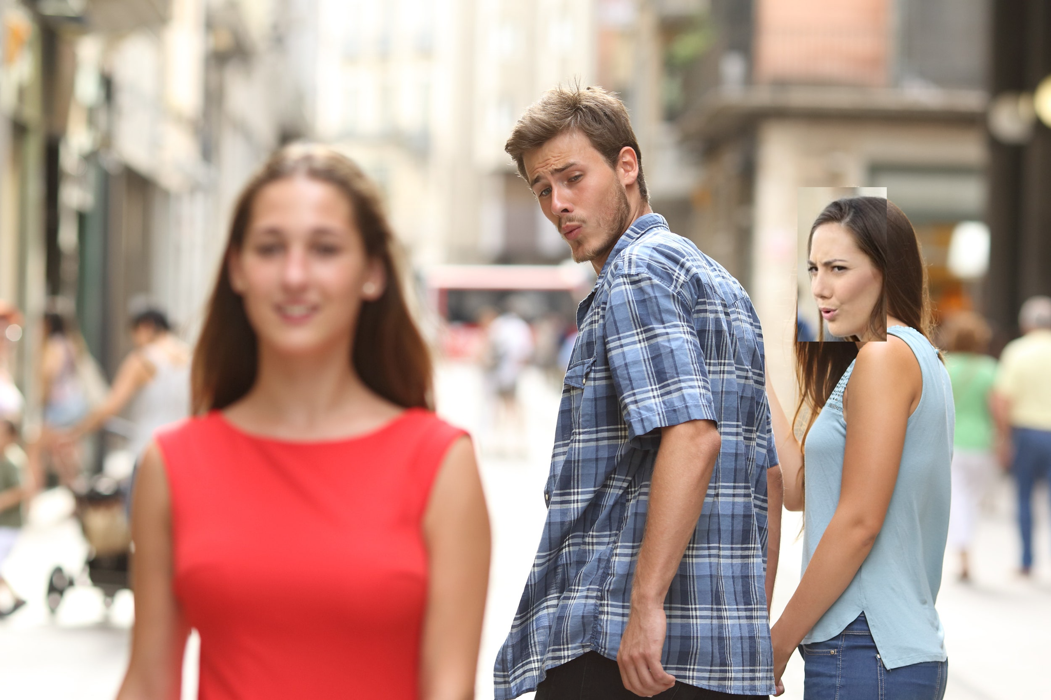 Distracted couple Blank Meme Template