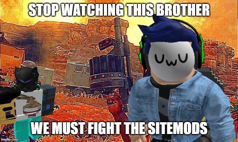 Stop watching this brother | STOP WATCHING THIS BROTHER WE MUST FIGHT THE SITEMODS | image tagged in stop watching this brother | made w/ Imgflip meme maker