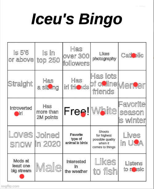 I got bored lol | image tagged in iceu's bingo | made w/ Imgflip meme maker