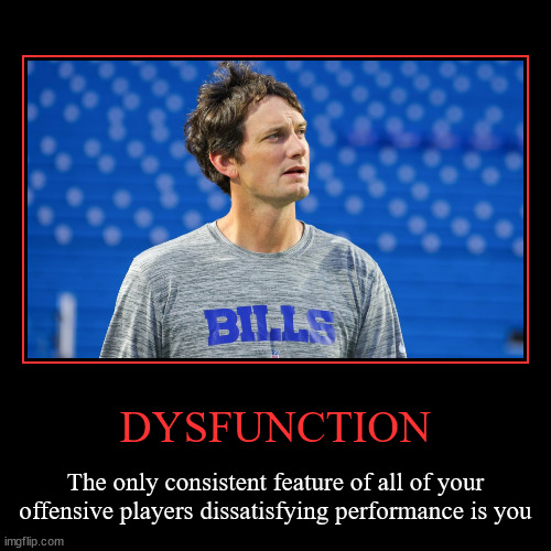 DYSFUNCTION | The only consistent feature of all of your offensive players dissatisfying performance is you | image tagged in funny,demotivationals | made w/ Imgflip demotivational maker