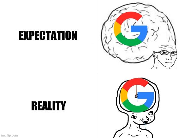 google is not smart | image tagged in expectation vs reality | made w/ Imgflip meme maker