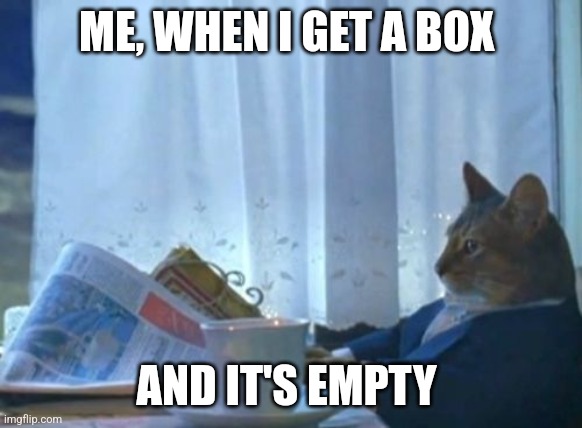 Empty box | ME, WHEN I GET A BOX; AND IT'S EMPTY | image tagged in memes,i should buy a boat cat | made w/ Imgflip meme maker